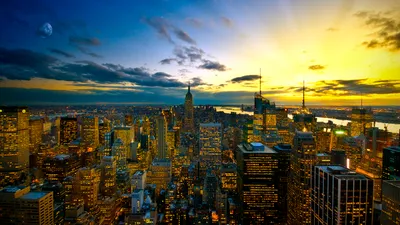Manhattan City Skyline Dusk Glowing World Wallpaper 4K 1920x1080 Hd, Pc, Desktop, Wallpaper, Showing, Manhattan’s, City, Skyline, Manhattan, Dusk, Glowing, Buildings, White, Ultrawide, Full HD