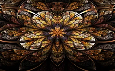 Dark Abstract Wallpaper Nature Wallpaper 4K 1920x1200 Abstract, Fractal, Design, With, Intricate, Autumn-toned, Patterns, Forming, Symmetrical, Layered, Flower, Shape, Gray, Brown, Blue, Ultrawide, Full HD