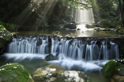 Bright Serene Wallpaper Nature Wallpaper 4K 3888x2592 A, Serene, Waterfall, Cascades, Over, Rocks, Into, Tranquil, River, Surrounded, Lush, Greenery, White, Gray, Landscape, 4k