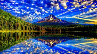Epic Vibrant Wallpaper Nature Wallpaper 4K 1920x1080 Hd, Desktop, Wallpaper, Showcasing, A, Vibrant, Mountain, Landscape, Clear, Lake, Reflecting, Sky, Red, Ultrawide, Full HD