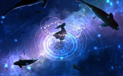 Bright Enchanting Wallpaper Animals Wallpaper 4K 2491x1536 An, Enchanting, Anime-inspired, Fantasy, Scene, Featuring, A, Silhouette, Surrounded, Glowing, Rings, Set, Pink, Brown, Ultrawide, Full HD