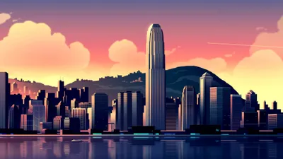 Moody Hong Wallpaper World Wallpaper 4K 2000x1125 Hong, Kong, Skyscraper, Building, Artistic, City, Hd, Desktop, Gray, Pink, Ultrawide, Full HD