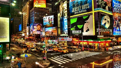Bright Vibrant Wallpaper World Wallpaper 4K 1920x1080 Vibrant, Nighttime, View, Of, Manhattan's, Times, Square, In, Manhattan, 039, New, York, Gray, Orange, Ultrawide, Full HD