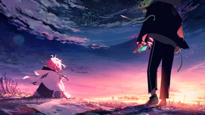 Anime City Sunset Two World Wallpaper 4K 4224x2376 4k, Ultra, Hd, Anime, City, Sunset, Pc, Desktop, Two, Figures, Rooftop, Gaze, Brown, Gray, Ultrawide
