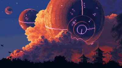 Pixel Art Vibrant Planets Backdrop Space Wallpaper 4K 3840x2160 A, Stunning, Pixel, Art, Scene, Featuring, Vibrant, Planets, Intricate, Clouds, Set, Against, Brown, Orange, Red, Ultrawide, 4k