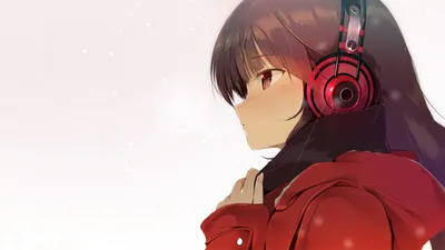 Radiant Anime Wallpaper Technology Wallpaper 4K 1920x1080 Anime, Girl, Hd, Pc, Desktop, Wallpaper, Side-profile, Brown-haired, Red, Coat, Headphones, Gazing, White, Ultrawide, Full HD