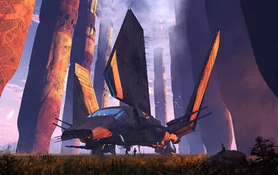 Golden Sci Wallpaper Space Wallpaper 4K 1920x1210 Sci‑fi, Spaceship, With, Glowing, Orange, Accents, Lands, In, Mysterious, Alien, Landscape, Designed, White, Gray, Ultrawide, Full HD