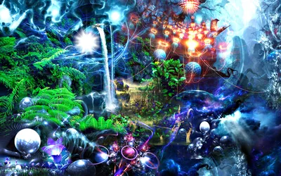 Vibrant Fantasy Landscape Lush Greenery Nature Wallpaper 4K 1920x1200 A, Vibrant, Fantasy, Landscape, Featuring, Lush, Greenery, Cascading, Waterfalls, Ethereal, Light, Displays, White, Ultrawide, Full HD
