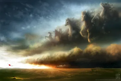 Captivating Fantasy Ethereal Nature Wallpaper 4K 1600x1067 A, Captivating, Fantasy, Scene, Featuring, Ethereal, Horses, Formed, Clouds, Set, Against, Dramatic, White, Gray, Landscape