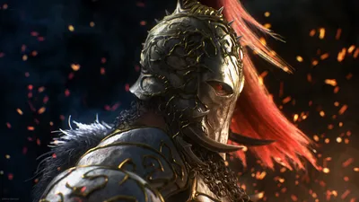 Fantasy Warrior Stands Boldly Adorned Fantasy Wallpaper 4K 2560x1440 A, Striking, Fantasy, Warrior, Stands, Boldly, Adorned, In, Intricate, Armor, Fiery, Red, Gray, Orange, Ultrawide, QHD