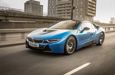 Moody Sleek Wallpaper World Wallpaper 4K 2048x1345 A, Sleek, Blue, Bmw, I8, Speeds, Along, Modern, City, Road, Surrounded, Tall, Gray, Ultrawide, Full HD