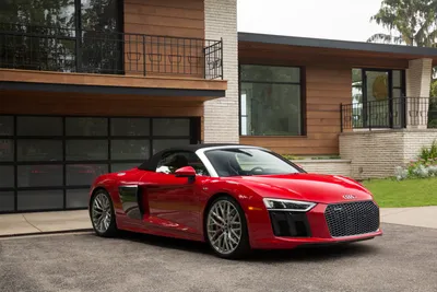 Red Supercar Front Modern Cars Wallpaper 4K 3300x2200 Red, Audi, R8, Supercar, Parked, In, Front, Of, Modern, House, Quad, Desktop, White, Gray, Landscape, QHD