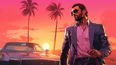 Radiant Grand Wallpaper Nature Wallpaper 4K 7680x4320 Grand, Theft, Auto, Vi, Hd, Wallpaper, Featuring, A, Stylized, Character, Suit, Sunglasses, Pink, Green, Orange, Ultrawide, 4k