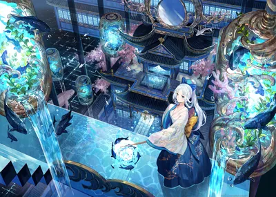 Bright Anime Wallpaper Abstract Wallpaper 4K 1920x1366 Hd, Anime, Desktop, Wallpaper, Featuring, An, Original, Character, Long, White, Hair, Intricately, Gray, Brown, Red, Landscape, Full HD