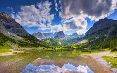 Serene Landscape Crystal Clear Nature Wallpaper 4K 1920x1200 A, Serene, Landscape, Featuring, Crystal-clear, Lake, Reflecting, Majestic, Mountains, Vibrant, Sky, Surrounded, Gray, Ultrawide, Full HD