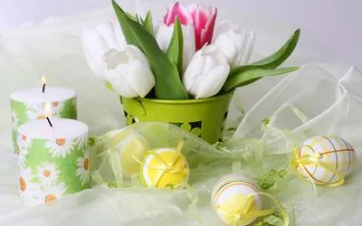 Bold Easter Wallpaper Abstract Wallpaper 4K 2560x1600 Hd, Wallpaper, Of, An, Easter, Holiday, Scene, With, White, Tulips, Green, Basket, Ultrawide, QHD