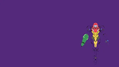 Minimalist Purple Field Stylized Samus Minimal Wallpaper 4K 1920x1080 Minimalist, Hd, Desktop, Wallpaper, Purple, Field, With, A, Stylized, Samus, Aran, Power, Brown, Green, Ultrawide, Full HD