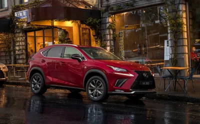 Sleek Red Wallpaper Cars Wallpaper 4K 2953x1833 Red, Lexus, Nx, Suv, Parked, On, A, Wet, City, Street, Night, Outside, Brown, Orange, Ultrawide, QHD