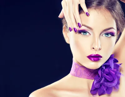 Close Woman Glamorous Bold Abstract Wallpaper 4K 3799x2953 A, Striking, Close-up, Of, Woman, With, Glamorous, Look, Showcasing, Bold, Makeup, Purple, White, Square, QHD