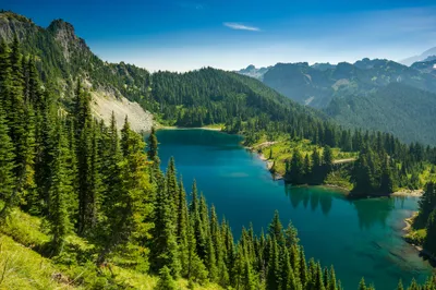 Moody Serene Wallpaper Nature Wallpaper 4K 2048x1366 Hd, Desktop, Wallpaper, Featuring, A, Serene, Mountain, Lake, Surrounded, Dense, Forest, Towering, Green, Red, Landscape, Full HD
