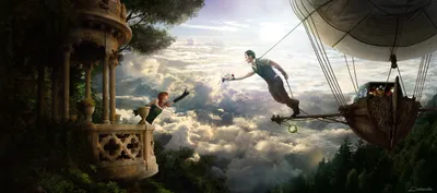Sleek Steampunk Wallpaper Nature Wallpaper 4K 2500x1111 Steampunk, Fantasy, Scene, Of, A, Man, Handing, Rose, Woman, Balcony, Hot, Air, White, Ultrawide, Full HD