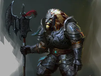 Fantasy Warrior Clad Detailed Fantasy Wallpaper 4K 1440x1080 Fantasy, Warrior, Clad, In, Detailed, Armor, Wielding, A, Large, Polearm, Depicted, Desktop, Gray, Landscape