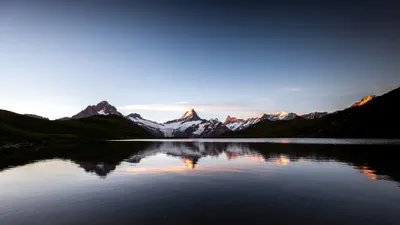 Bold Lake Wallpaper Nature Wallpaper 4K 3840x2160 Lake, Bachalpsee, In, Switzerland, Reflects, Snow-capped, Mountains, Under, Clear, Sky, Captured, Stunning, White, Ultrawide, 4k