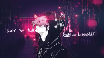 Sleek Sad Wallpaper Black/Dark Wallpaper 4K 1920x1080 A, Sad, Anime, Character, In, Dark, City, Wears, Skull, Mask, Surrounded, Glowing, Black, Ultrawide, Full HD