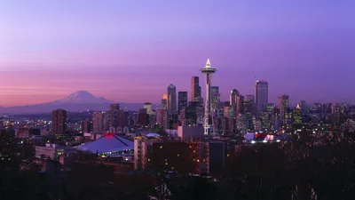 Seattle Skyline Dusk Space Nature Wallpaper 4K 1920x1080 Hd, Wallpaper, Featuring, The, Seattle, Skyline, At, Dusk, Space, Needle, Prominent, Against, Gray, Pink, Ultrawide, Full HD