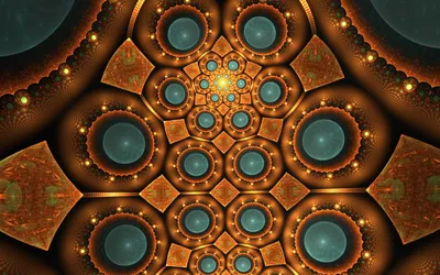 Vibrant Abstract Wallpaper Abstract Wallpaper 4K 1920x1200 Abstract, Fractal, Concentric, Teal, Orbs, Framed, By, Glowing, Copper-gold, Rings, Symmetrical, Brown, Ultrawide, Full HD