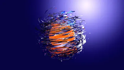 Serene Abstract Wallpaper Abstract Wallpaper 4K 2560x1440 Abstract, Facets, A, Glowing, Orange, Sphere, Fragmented, Into, Swirling, Metallic, Ribbons, White, Purple, Ultrawide, QHD