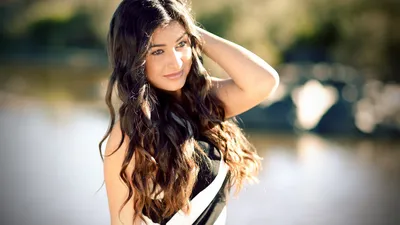 Bright Woman Wallpaper Abstract Wallpaper 4K 1920x1080 A, Woman, With, Long, Wavy, Hair, Poses, Outdoors, Blurred, Desktop, Features, Model, White, Ultrawide, Full HD