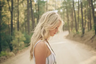 Blonde Woman Light Dress Stands Nature Wallpaper 4K 3285x2190 Blonde, Woman, In, A, Light, Dress, Stands, On, Sunlit, Forest, Path, Captured, White, Landscape, QHD