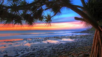 Serene Serene Wallpaper Nature Wallpaper 4K 1920x1080 A, Serene, Beach, Scene, At, Sunset, Featuring, Colorful, Hues, Reflecting, Water, Rocks, Pink, Brown, Yellow, Ultrawide, Full HD