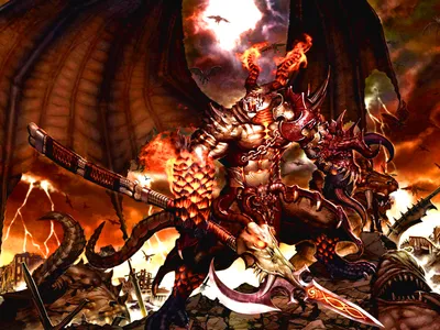 Fantasy Fierce Demon Fantasy Wallpaper 4K 1600x1200 Hd, Fantasy, Pc, Desktop, Wallpaper, Featuring, A, Fierce, Demon, Warrior, Engulfed, Flames, White, Brown, Landscape