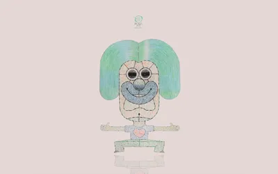 Minimalist Artistic Drawing Minimal Wallpaper 4K 2880x1800 Minimalist, Artistic, Drawing, Of, A, Smiling, Character, With, Large, Eyes, Green, Hair, White, Ultrawide, QHD