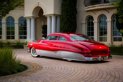 Bright Vibrant Wallpaper World Wallpaper 4K 2040x1360 A, Vibrant, Red, Lowrider, 1950, Mercury, Coupe, Parked, Curved, Driveway, Front, Elegant, Gray, Landscape, Full HD