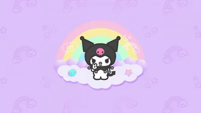 Kuromi Onegai Melody Cutely Space Wallpaper 4K 3840x2160 Hd, Wallpaper, Featuring, Kuromi, From, Onegai, My, Melody, Depicted, Cutely, Pastel, Rainbow, White, Ultrawide, 4k