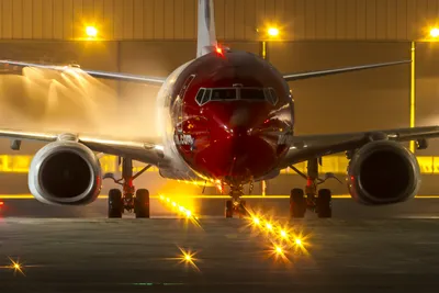 Radiant Frontal Wallpaper Cars Wallpaper 4K 3167x2113 Frontal, Night, Shot, Of, A, Passenger, Plane, Red-nosed, Boeing, 737, Aircraft, Brown, Landscape, QHD