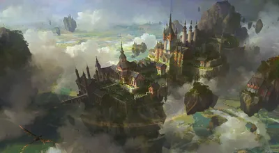 Fantasy City Floating Island Surrounded World Wallpaper 4K 1966x1080 Hd, Wallpaper, Of, A, Fantasy, City, On, Floating, Island, Surrounded, Clouds, Featuring, Gray, Ultrawide, Full HD