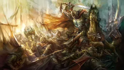 Fierce Fantasy Warrior Ornate Animals Wallpaper 4K 1920x1080 A, Fierce, Fantasy, Warrior, In, Ornate, Armor, Wields, Sword, Atop, Horse, Amidst, Gray, Ultrawide, Full HD