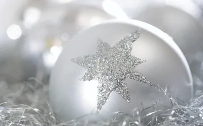Close Silver Christmas Ornaments Space Wallpaper 4K 1920x1200 Hd, Pc, Desktop, Wallpaper, Featuring, Close-up, Of, Silver, Christmas, Ornaments, Glittery, Star, White, Gray, Ultrawide, Full HD