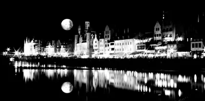 Black White Photograph Gdansk City Black/Dark Wallpaper 4K 5184x2572 Black, And, White, 4k, Ultra, Hd, Photograph, Of, Gdansk, City, Night, Showcasing, Ultrawide