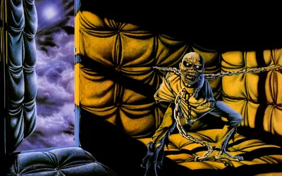 Iron Maiden Iconic Black/Dark Wallpaper 4K 1920x1200 Hd, Pc, Desktop, Wallpaper, Featuring, Iron, Maiden's, Iconic, Maiden, 039, Skeletal, Figure, Yellow, Orange, Ultrawide, Full HD