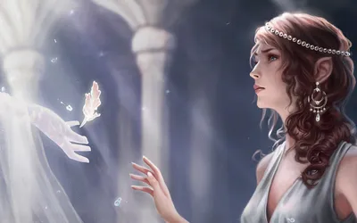 Fantasy Elven Woman Animals Wallpaper 4K 1680x1050 A, Stunning, Hd, Fantasy, Wallpaper, Featuring, An, Elven, Woman, Gazing, Delicate, Butterfly, Gray, Ultrawide
