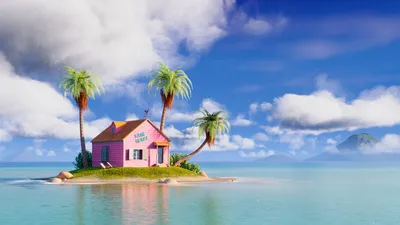 Kame House Dragon Ball Nature Wallpaper 4K 1920x1080 Hd, Pc, Desktop, Wallpaper, Of, Kame, House, From, Dragon, Ball, Featuring, Iconic, White, Ultrawide, Full HD
