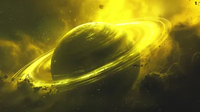 Yellow Gas Giant Space Wallpaper 4K 2912x1632 A, Stunning, Hd, Wallpaper, Of, Yellow, Gas, Giant, Planet, Surrounded, Glowing, Rings, Pink, Brown, Ultrawide, QHD