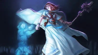 Fantasy Woman Flowing White Dress Fantasy Wallpaper 4K 1920x1080 Hd, Fantasy, Pc, Desktop, Wallpaper, Featuring, A, Woman, Flowing, White, Dress, Wielding, Brown, Ultrawide, Full HD