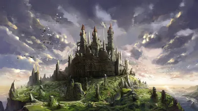 Calm Fantasy Wallpaper Fantasy Wallpaper 4K 1920x1080 A, Stunning, Fantasy, Castle, Rises, Majestically, From, Lush, Green, Landscape, Under, Dramatic, Gray, Ultrawide, Full HD