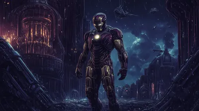 Dark Iron Man Standing Confidently Black/Dark Wallpaper 4K 2912x1632 A, Dark, Hd, Wallpaper, Featuring, Iron, Man, Standing, Confidently, Amidst, Futuristic, Dystopian, Brown, Purple, Ultrawide, QHD